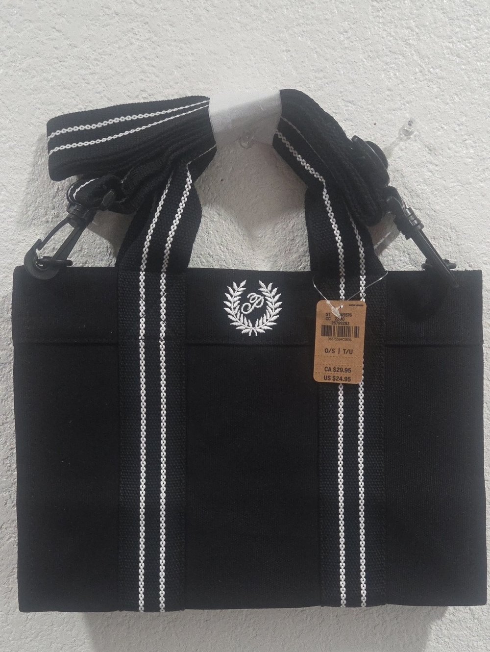 PINK Victoria's Secret Black Canvas Tote with White Trim